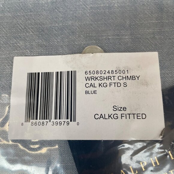 Ralph Lauren Workshirt Chambray Extra Deep Fitted Sheet CALIFORNIA KING MS$245 - Picture 3 of 5